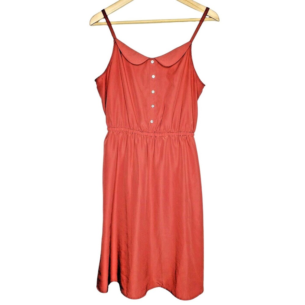 Kardashian Kollection Dark Blush Peter Pan Collar Smocked Back Dress Large